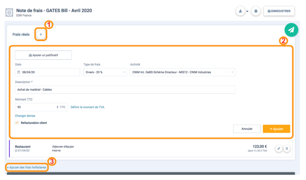 boondmanager Renseigner sa note de frais